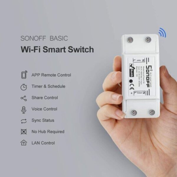 Interruptor electrónico Sonoff Basic R2 con inalambrico wifi